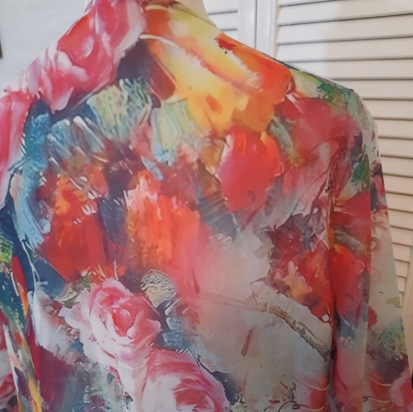 Boutique watercolor floral kimono shrug XXL *G - Picture 3 of 6